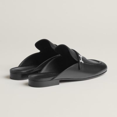 Mens black hot sale leather mules